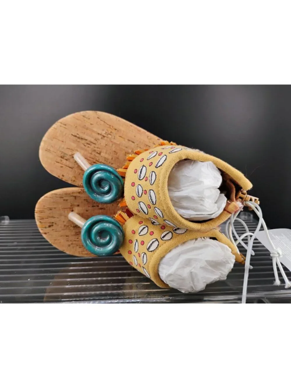 Disney Moana Cork Sole Toddler Sandals With Fringe & Beaded Design Size 7/8